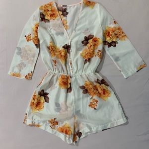 Orange floral romper jumpsuit